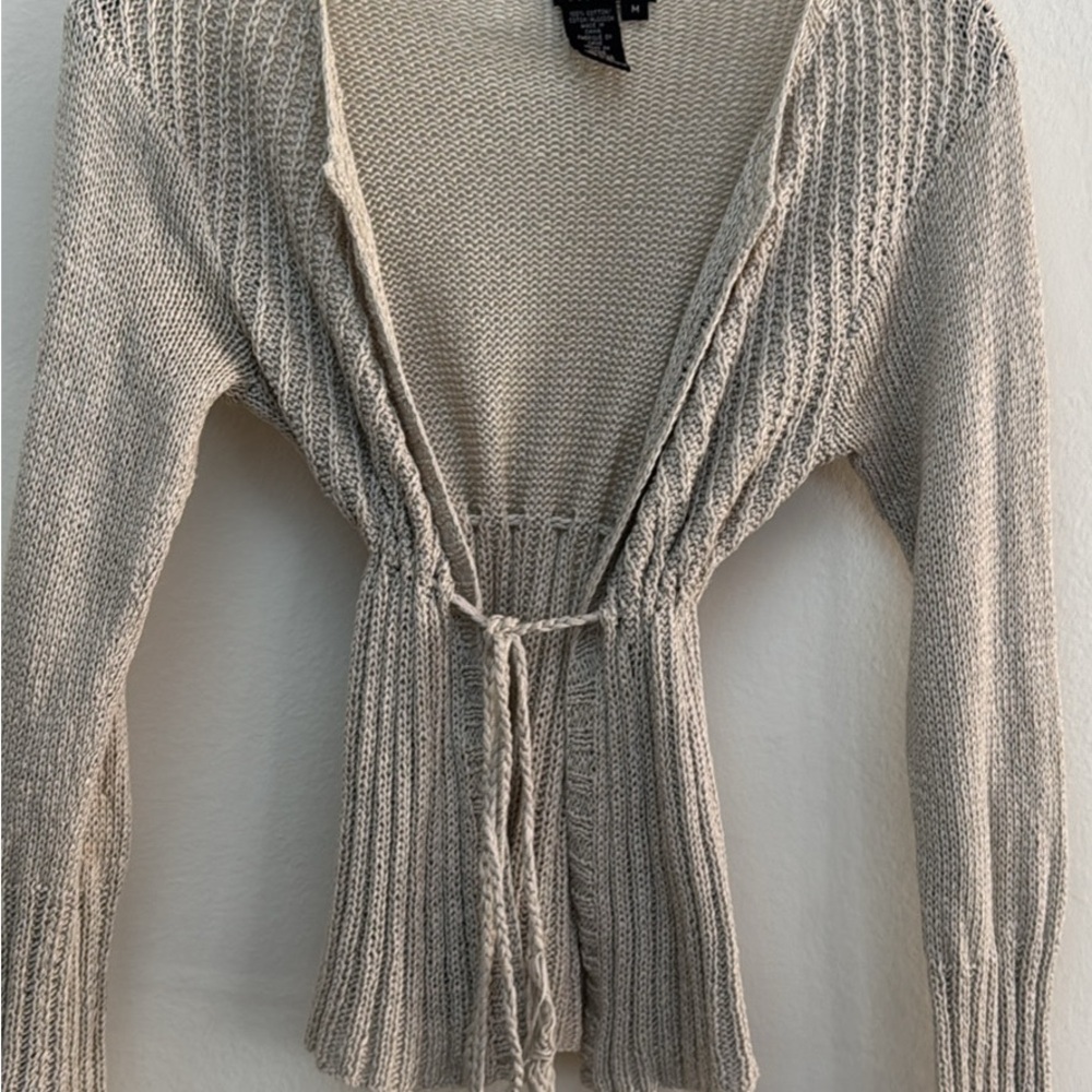 BCBGMaxAzria Cream Tie-Front Cardigan